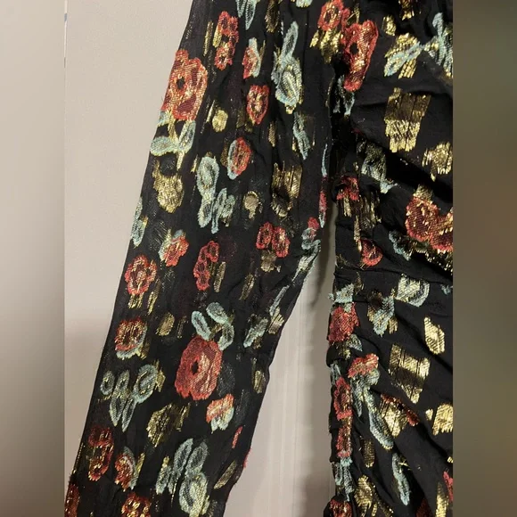 Veronica Beard Magg Floral Roses Ruched Silk Dress 6 - Picture 4 of 12